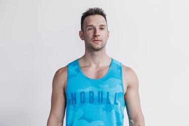 Debardeur Nobull Tank Neon Homme Bleu Camouflage | IP7985612