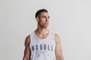 Debardeur Nobull Tank Tie-Dye Homme Blanche | XU2438016