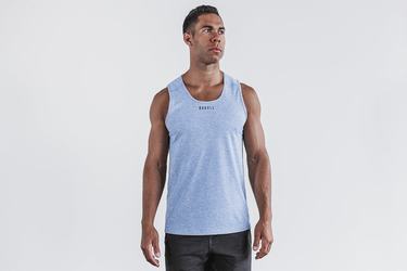 Debardeur Nobull Textured Tank Homme Bleu Clair | IS7063254