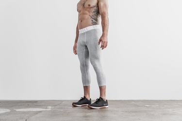 Leggings Nobull 3/4 Compression Tight Plush Heather Homme Blanche | OY8251706
