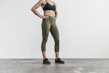 Leggings Nobull High-Rise Crop Matte Femme Vert | GJ6401957