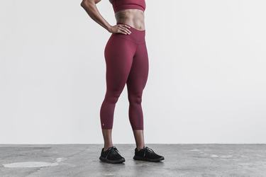 Leggings Nobull High-Rise Crop Matte Femme Rouge Foncé | JC3892605