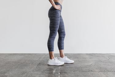 Leggings Nobull High-Rise Crop Melange Femme Bleu Marine | FV7032569