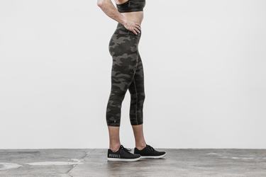 Leggings Nobull High-Rise Crop Plush Heather Femme Grise Foncé Camouflage | QX1893250