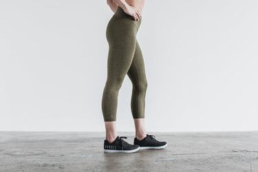 Leggings Nobull High-Rise Crop Plush Heather Femme Vert Olive | VT7602435