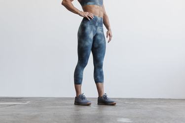 Leggings Nobull High-Rise Crop Tie-Dye Femme Bleu | CW9506387