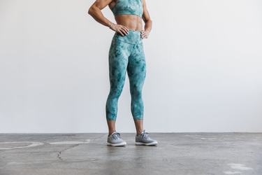 Leggings Nobull High-Rise Crop Tie-Dye Femme Bleu Vert Foncé | SJ3591240