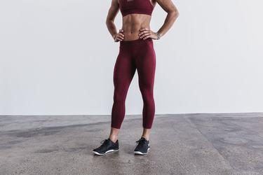 Leggings Nobull Mid-Rise Crop Plush Heather Femme Rouge Foncé | DQ5943761