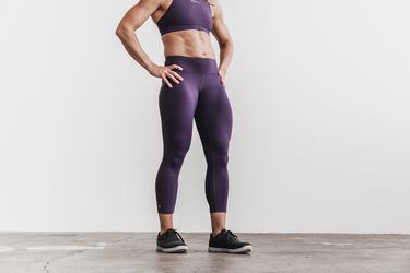 Leggings Nobull Mid-Rise Crop Plush Heather Femme Violette Foncé | MT5291370