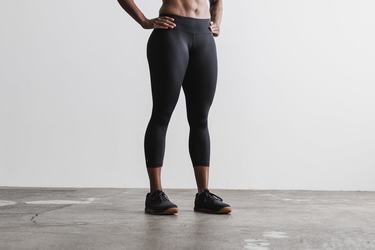 Leggings Nobull Mid-Rise Crop Plush Heather Femme Noir | RC3501846