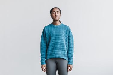 Pullover Nobull Quilted Crew Femme Grise Bleu | UX4312958