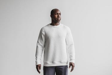 Pullover Nobull Quilted Crew Homme Blanche | HT5987306