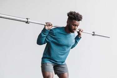 Pullover Nobull Quilted Crew Homme Grise Bleu | DW7941038