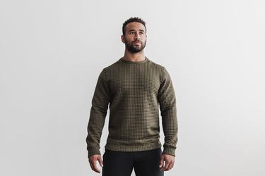 Pullover Nobull Quilted Crew Homme Vert | ZV2690541