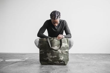 Sacs Nobull Waxed Canvas Open Top Tote Femme Vert Camouflage | JK5648019