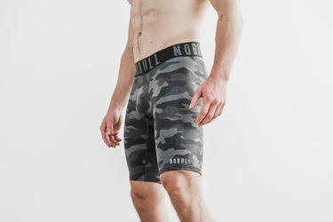 Shorts Nobull Compression 9" Plush Heather Homme Grise Foncé Camouflage | IY7605193
