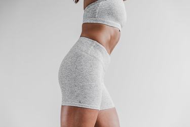Shorts Nobull Mid-Rise 4" Plush Heather Femme Blanche | NK9785306