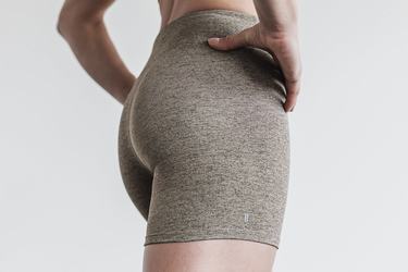 Shorts Nobull Mid-Rise 4" Plush Heather Femme Kaki | VW6798130