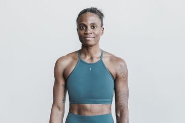 Soutien Gorge Sport Nobull Halter Matte Femme Turquoise Foncé | AI1384025