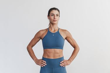 Soutien Gorge Sport Nobull Halter Matte Femme Bleu | WT4602987