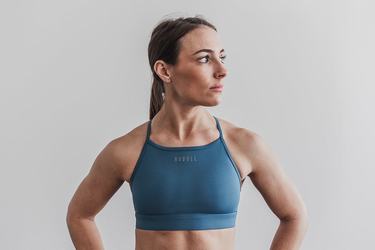 Soutien Gorge Sport Nobull High-Neck Femme Grise Bleu | MV4678315