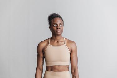 Soutien Gorge Sport Nobull High-Neck Matte Femme Beige | CG6493152