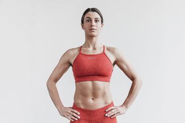 Soutien Gorge Sport Nobull High-Neck Plush Heather Femme Rouge | QJ2183754