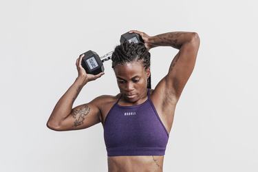 Soutien Gorge Sport Nobull High-Neck Plush Heather Femme Violette Foncé | VI4012865