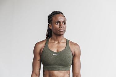 Soutien Gorge Sport Nobull Pace Plush Heather Femme Vert Olive | BG1064592