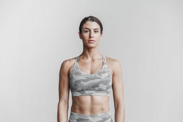 Soutien Gorge Sport Nobull Pace Plush Heather Femme Blanche Camouflage | CX0156392