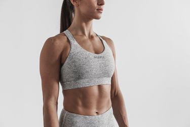 Soutien Gorge Sport Nobull Pace Plush Heather Femme Blanche | VY7813256