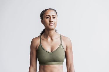 Soutien Gorge Sport Nobull V-Neck Matte Femme Vert | PE8920453