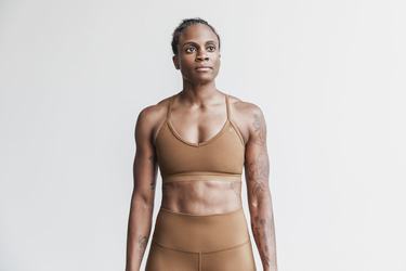 Soutien Gorge Sport Nobull V-Neck Matte Femme Marron | UJ4913085