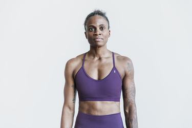 Soutien Gorge Sport Nobull V-Neck Matte Femme Violette | XA4790258