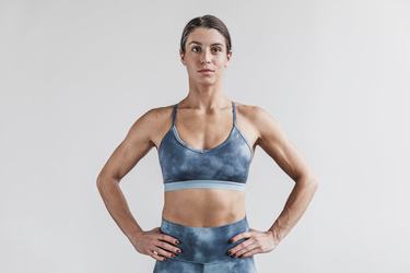 Soutien Gorge Sport Nobull V-Neck Tie-Dye Femme Bleu | TV8913046