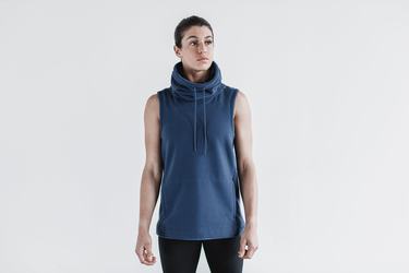Sweatshirt Nobull Arctic Sans Manches Cowl Femme Grise Bleu | ZQ1498072