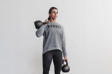 Sweatshirt Nobull Crew Femme Grise | RQ9471602