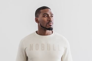 Sweatshirt Nobull Crew Homme Blanche | IQ3562194
