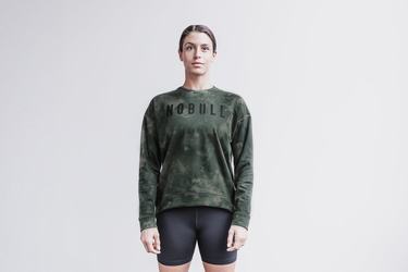 Sweatshirt Nobull Crew Tie-Dye Femme Vert | HC6305148