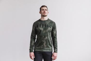 Sweatshirt Nobull Crew Tie-Dye Homme Vert | IJ1608239