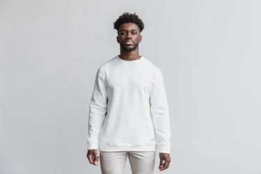 Sweatshirt Nobull Performance Crew Homme Blanche | TJ5463287