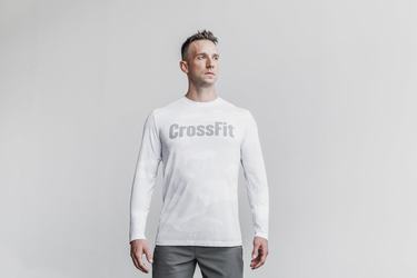 T-Shirt Manche Longue Nobull Crossfit® Homme Blanche Camouflage | WX4935108