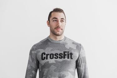 T-Shirt Manche Longue Nobull Crossfit® Homme Grise Camouflage | ZH7608423