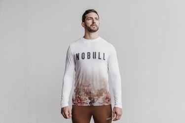 T-Shirt Manche Longue Nobull Dip-Dye Homme Blanche | OD2439871