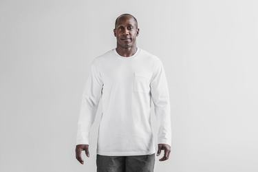 T-Shirt Manche Longue Nobull Heavyweight Pocket Homme Blanche | OJ3108275