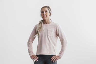 T-Shirt Manche Longue Nobull Heavyweight Pocket Boxy Femme Rose | QZ5231807