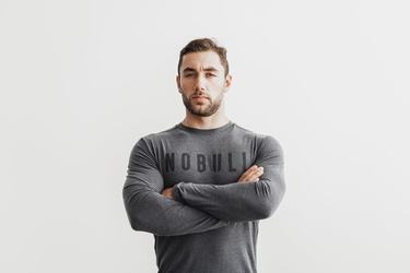 T-Shirt Manche Longue Nobull Homme Grise Foncé | JW7560821
