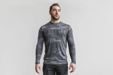 T-Shirt Manche Longue Nobull Homme Grise Camouflage | PH0793164
