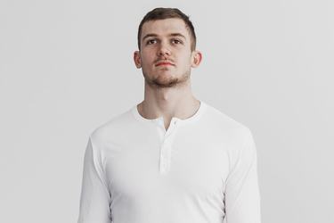 T-Shirt Manche Longue Nobull Lightweight Henley Homme Blanche | LZ1864073