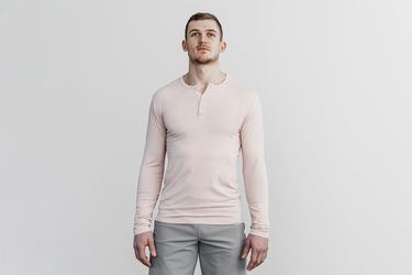 T-Shirt Manche Longue Nobull Lightweight Henley Homme Rose | SQ9032451